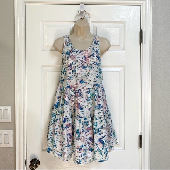 LOVERS + FRIENDS Silky Tiered Watercolor Ruffle Mini Dress Size XS - Picture 3 of 10